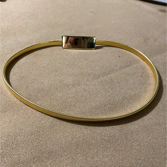 Stretch Belt 70s Disco Vintage Gold Tone Adjustable Metal Rectangular Clasp - Picture 6 of 7